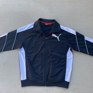 Black and white Puma athletics track zip up jacket